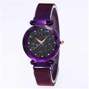 Relógio Feminino Roxo Céu Estrelado Pulseira Magnética