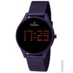 Relogio Feminino Roxo Champion Digital Led Vermelho Ch40026l