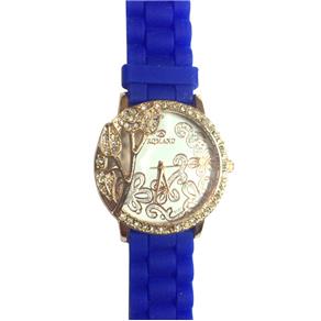 Relogio Feminino Rqmand Replica Floral C/ Pulseira Azul