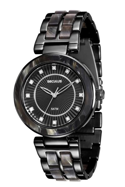 Relógio Feminino Seculus Black com Madrepérola 20410lpsvpf6