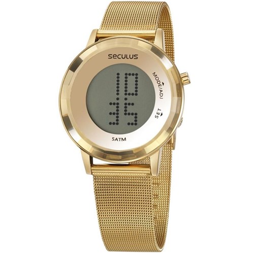 Relógio Feminino Seculus Digital Aço Dourado 77046Lpsvds1