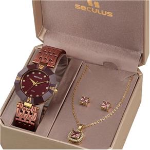 Relógio Feminino Seculus Ip Brown Kit 23529LPSKMQ7K1