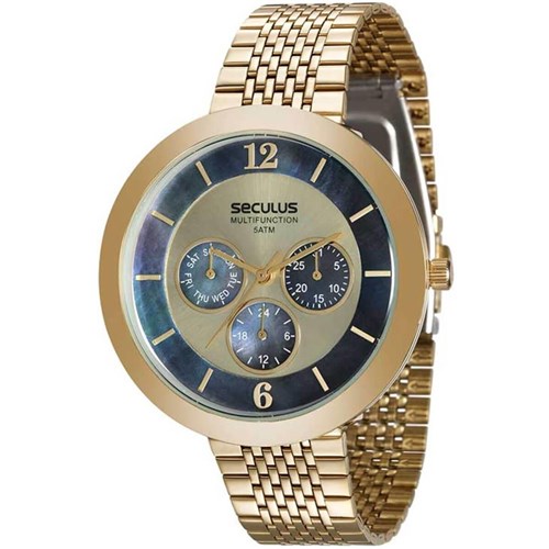 Relógio Feminino Seculus Multifunction 20541Lpsvds1 Dourado