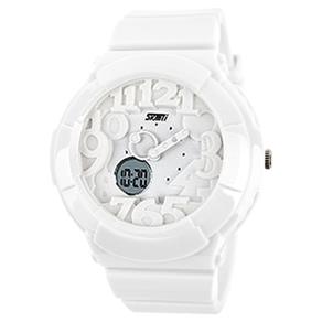 Relogio Feminino Skmei Anadigi Esporte Branco Dg1020