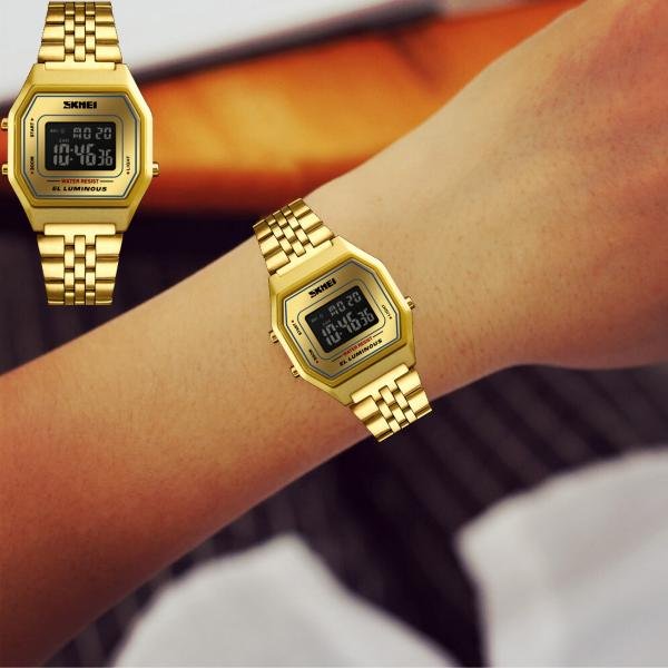 Relógio Feminino Skmei Digital 1345 Dourado Pequeno