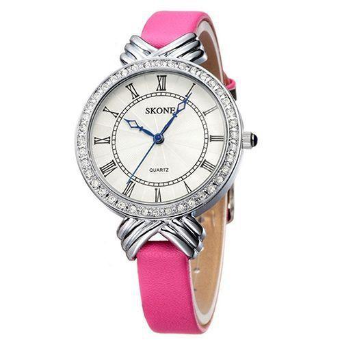 Relógio Feminino Skone Analógico Casual 9092L Rosa