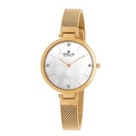 Relógio Feminino Slim Dourado Com Madrepérola Branca Oslo+NF