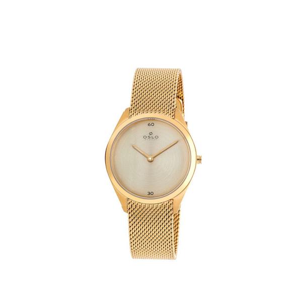 Relógio Feminino Slim Dourado com Segundos Vidro de Safira - Oslo