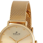 Relógio Feminino Slim Dourado Vidro Safira Pulseira Telinha