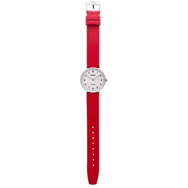 Relogio Feminino Slim Pulseira de Couro Vermelha Orient