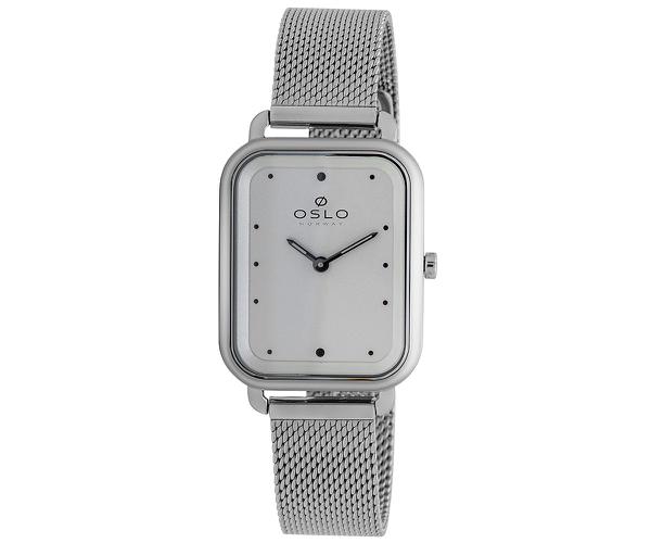 Relógio Feminino Slim Quadrado Prateado Pulseira Telinha +NF - Oslo