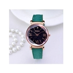 Relógio Feminino Strass Luxo Pulso Pulseira Camurça Verde