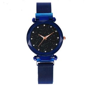 Relógio Feminino Strass Star Universe Pulseira Magnética Azul