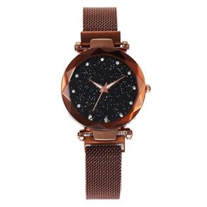 Relógio Feminino Strass Star Universe Pulseira Magnética Marrom