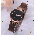 Relógio Feminino Strass Star Universe Pulseira Magnética Marrom