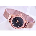 Relógio Feminino Strass Star Universe Pulseira Magnética Rose Gold