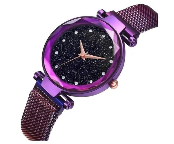 Relógio Feminino Strass Star Universe Pulseira Magnética Roxo - Xiniu