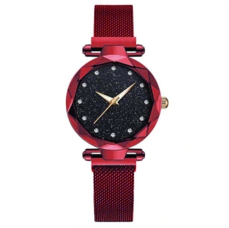 Relógio Feminino Strass Star Universe Pulseira Magnética Vermelho - Importadp