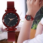 Relógio Feminino Strass Star Universe Pulseira Magnética Vermelho