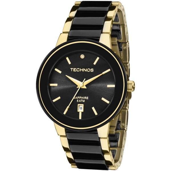 Relógio Feminino Technos Ceramic Elegance 2115KRS/4P Pulseira Dourado/Preto