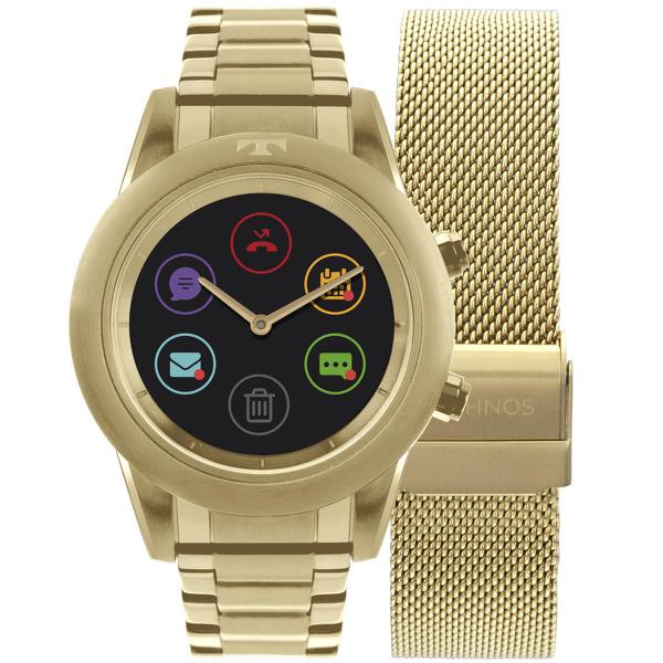 Relógio Feminino Technos Connect Duo Smartwatch P01AC/4P Aço Dourado