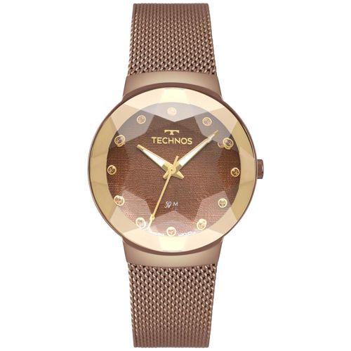 Relógio Feminino Technos Crystal 2035MRJ/4M 34mm Aço Marrom