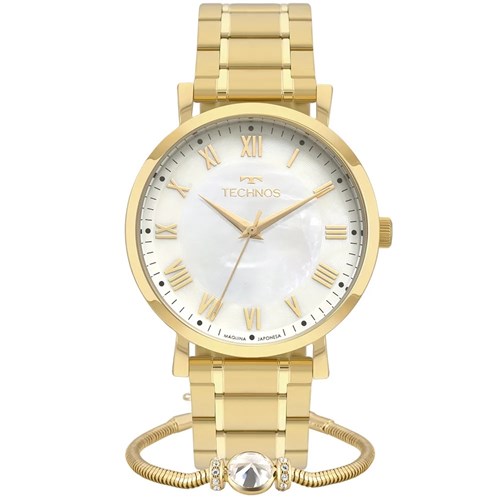 Relógio Feminino Technos Dourado Kit com Pulseira 2035MQZ/K4B