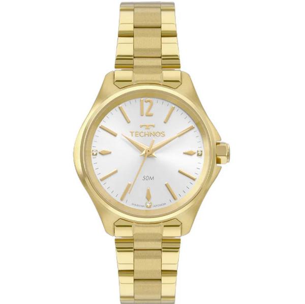 Relogio Feminino Technos Dourado pequeno a prova dagua Aço Inox 2035MRH/4K