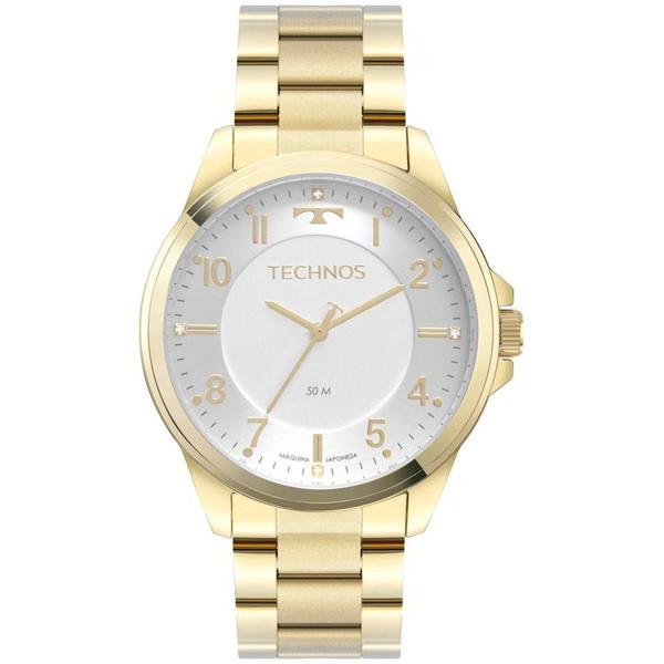 Relogio Feminino Technos Dourado Prova Dagua Grande Aço Inox Strass 2035MSX/1K