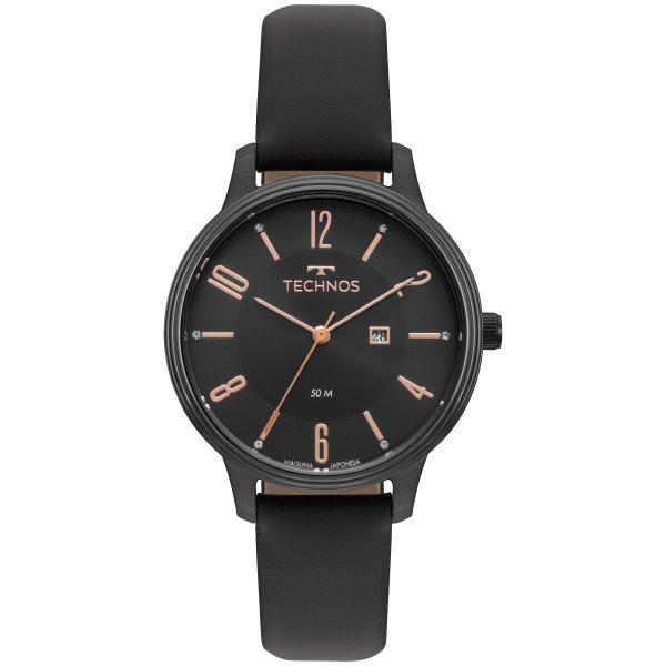 Relógio Feminino Technos Elegance 2015CCK/2P 38mm Couro Preto