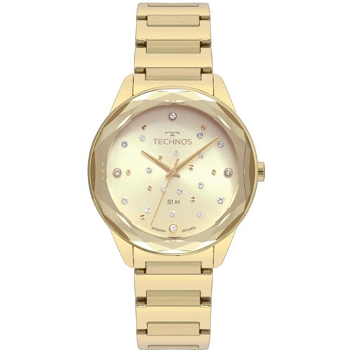 Relógio Feminino Technos Elegance Crystal 2036MKH/4X 38mm Aço Dourado