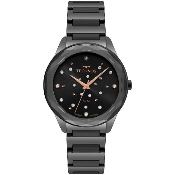 Relógio Feminino Technos Elegance Crystal 2036MKK/4P 38mm Aço Preto