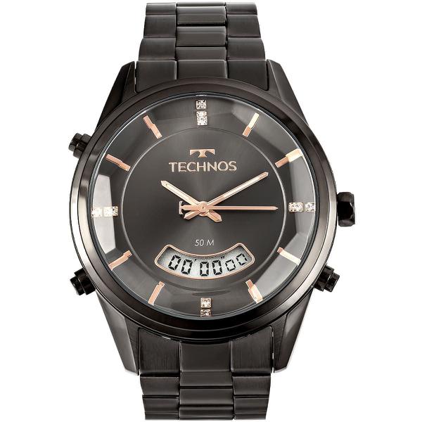 Relógio Feminino Technos Fashion Anadigi T200ak/4c 40mm Aço Preto
