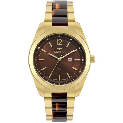 Relógio Feminino Technos Fashion Trend 2015CCY/4M 40mm Aço Bicolor Dourado/Marrom