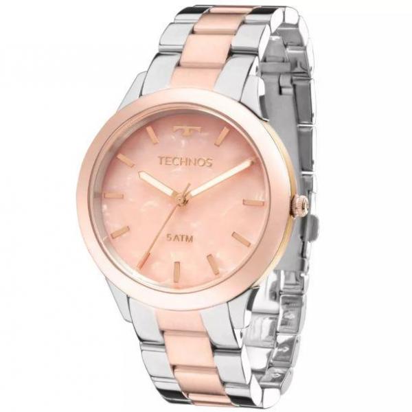 Relogio Feminino Technos Prata com Fundo Rosa Y121e5dg 5t