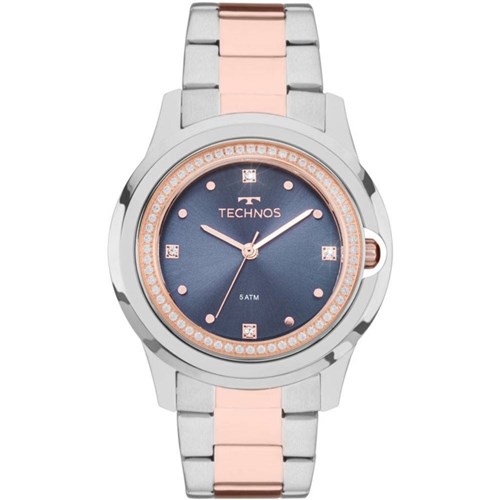 Relógio Feminino Technos Swarovski 2035Mli/5A - Prata/Rosê