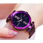 Relógio Feminino Universo Algarismos Romanos Pulseira Magnética Roxo