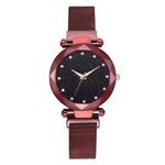 Relógio Feminino Vermelho Pulseira Magnética Universo Céu