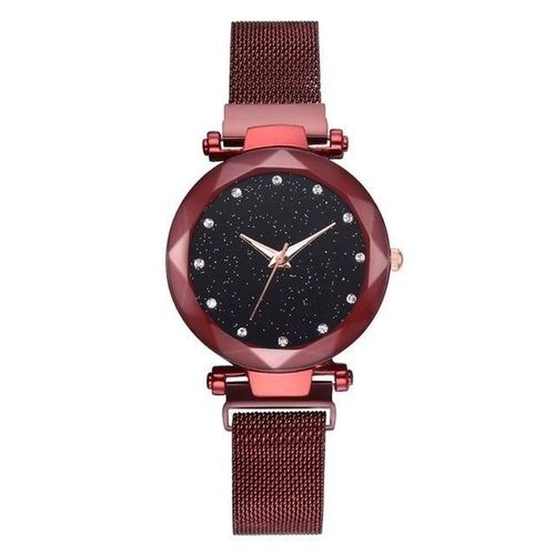 Relógio Feminino Vermelho Pulseira Magnética Universo Céu