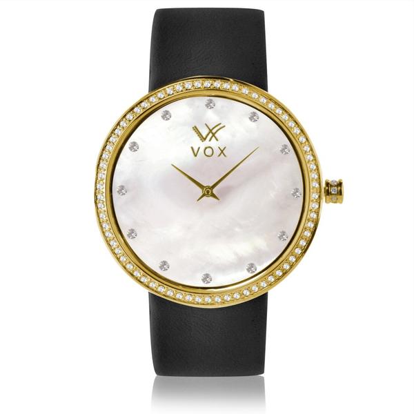 Relogio Feminino Vox Analogico Casual Caixa Metal Dourado Fundo Madreperla C/Zirconias