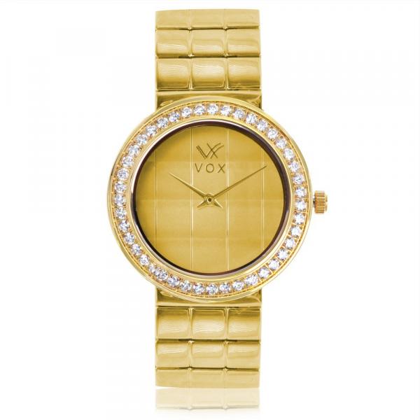 Relogio Feminino Vox Analogico Fashion Dourado Cravejados C/Zirconia