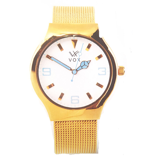 Relogio Feminino VOX Caixa de Metal Dourado Fundo Branco