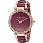 Relogio Ferminino Michael Kors Mk6412 Vermelho Pave Parker Stainless Steel And Acetate Bracelet