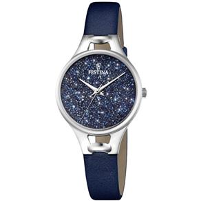 Relógio Festina Feminino Crystals Couro Azul F20334-2