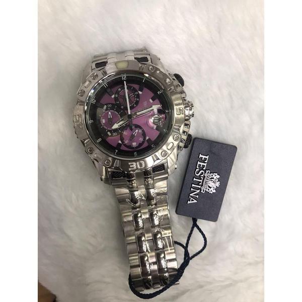 Relógio Festina Prata e Roxo Chrono Bike F16599/1 Lançamento