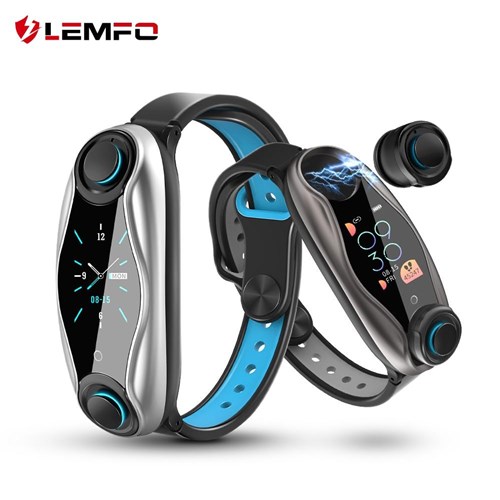 Relógio Fitness C/fone Bluetooth 2 em 1 / Preto Cinza