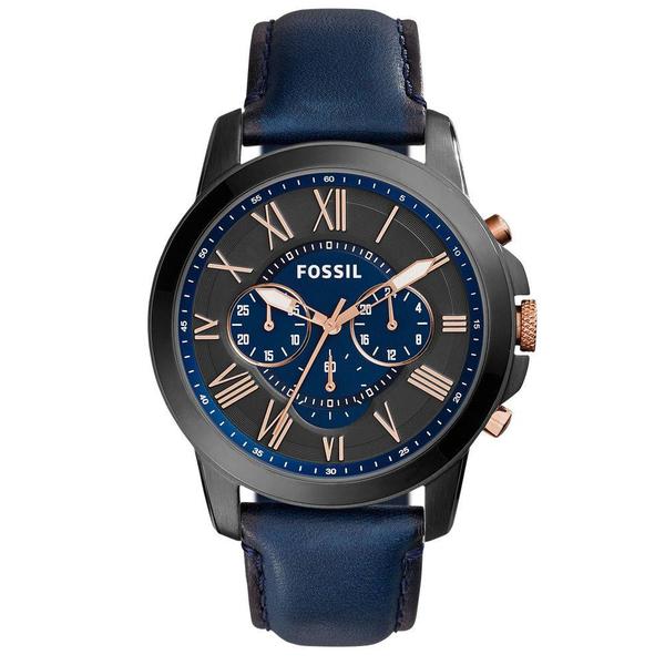 Relógio Fossil Couro Azul Fs5061/0an