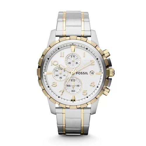 Relógio Fossil Masculino Analógico Dean Bicolor Calendário FS4795/5BN