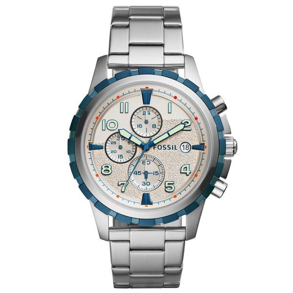 Relógio Fossil Unissex Prata Aro Azul Fs5319/1bn