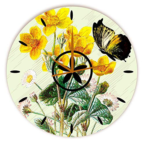 Relógio Frésia Amarelo Redondo (Redondo 30 X 30 Cm)
